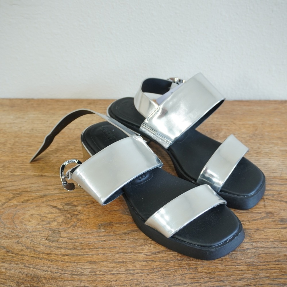 Aerosoles Dove Metallic Silver Platform Sandals Comfort Ortholite Womens 6.5W